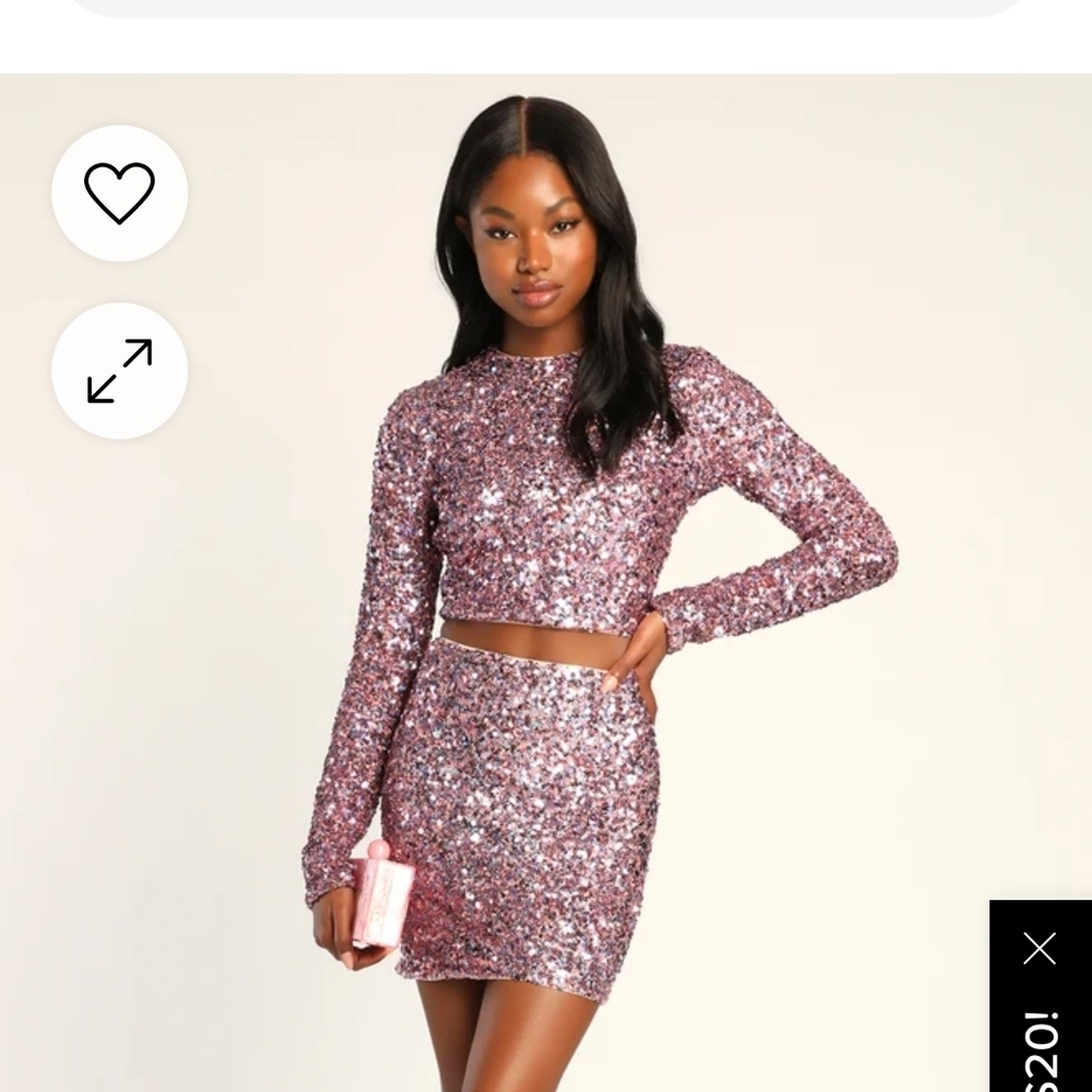 Lulu's sequins crop top size extra small pink TOP ONLY